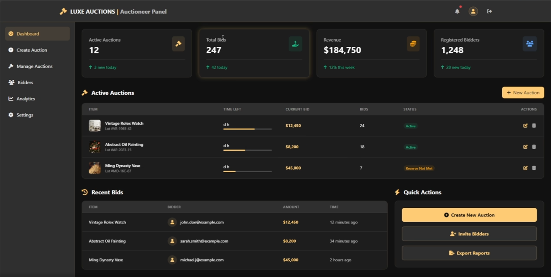 Live Auction Website